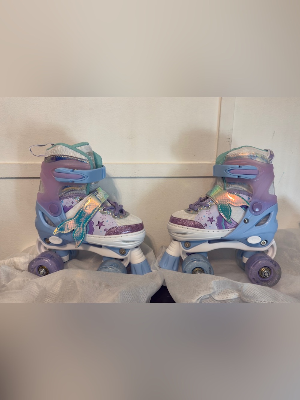 Kids Water Shoes - Purple & Teal Mermaid-Accent Roller Skate Style 10C -13C